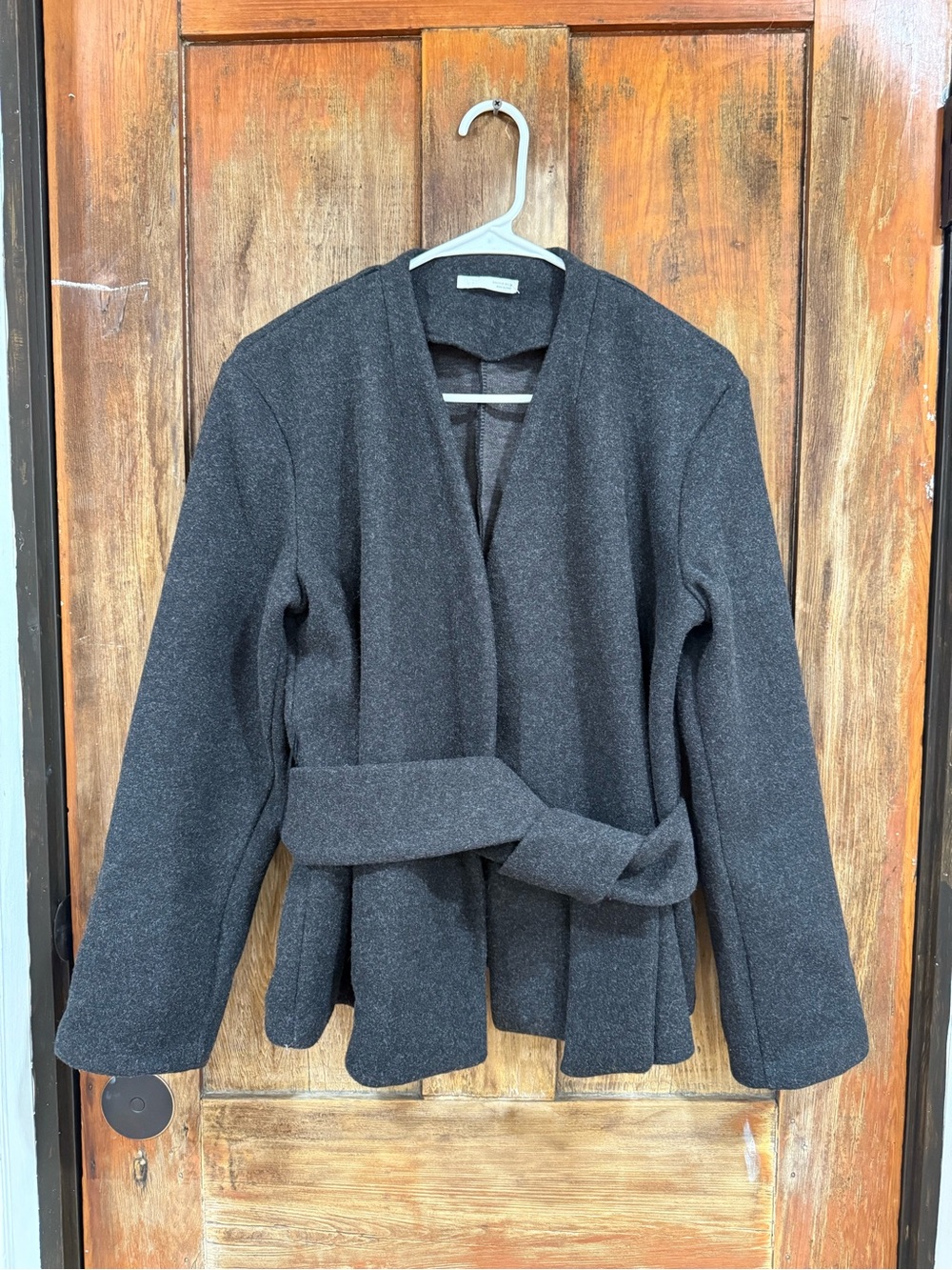 Zara Charcoal Gray Belted Pea Coat
